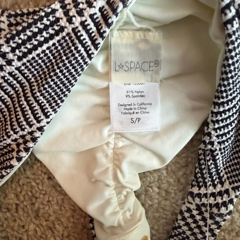 NWT L*Space La Femme Bikini Bottoms Womens Small Black White Houndstooth Retro